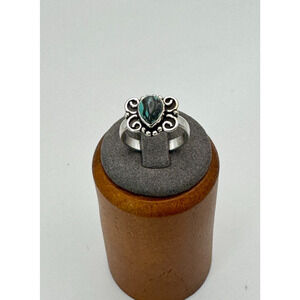 Labradorite Stone Estate Ring .925 Stone Sz 6.5, 3 Grams